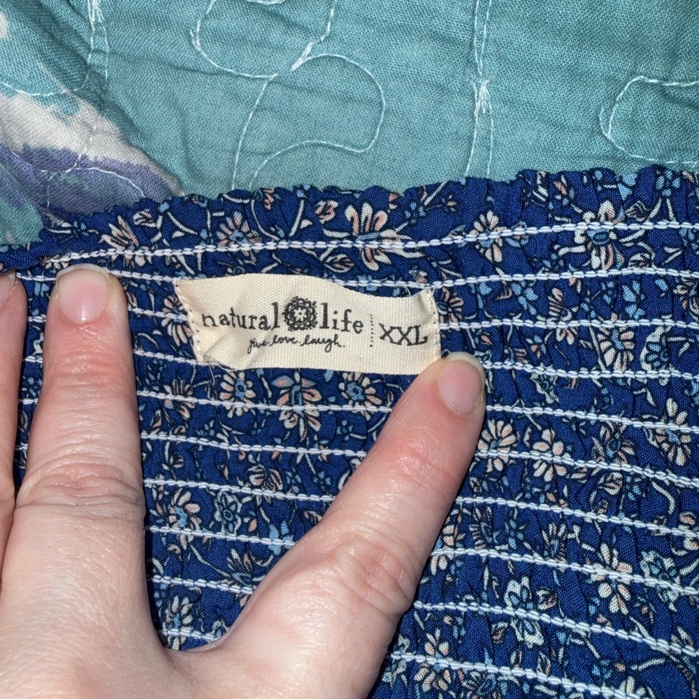 NATURAL LIFE Navy and Light Blue Floral Maxi Skirt - Picture 3 of 3